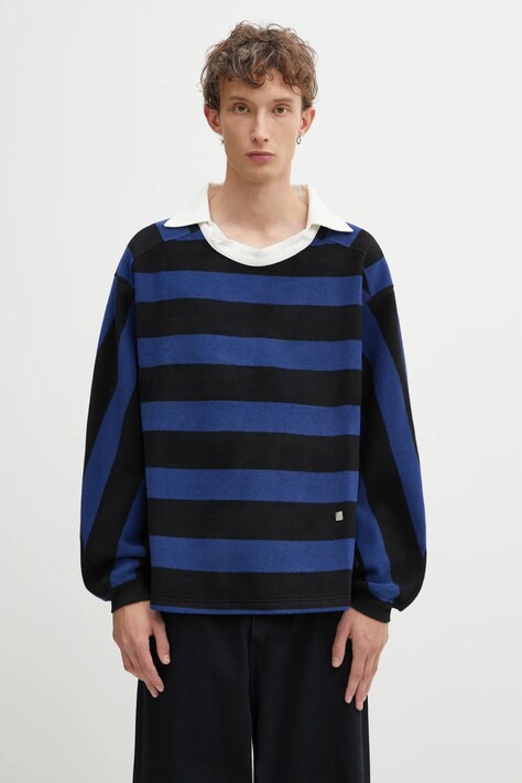 Ader Error longsleeve z dodatkiem wełny POLO męskie kolor niebieski wzorzysty BO01FWPL0101BL
