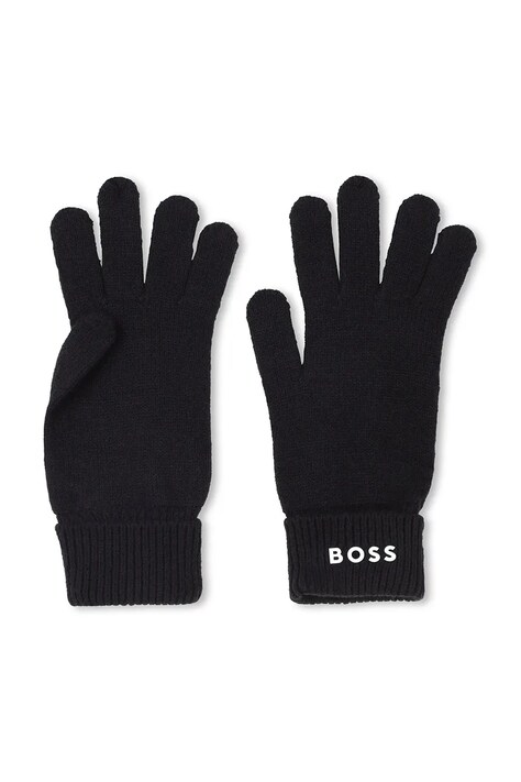 Детские перчатки с примесью шерсти BOSS цвет чёрный J52631