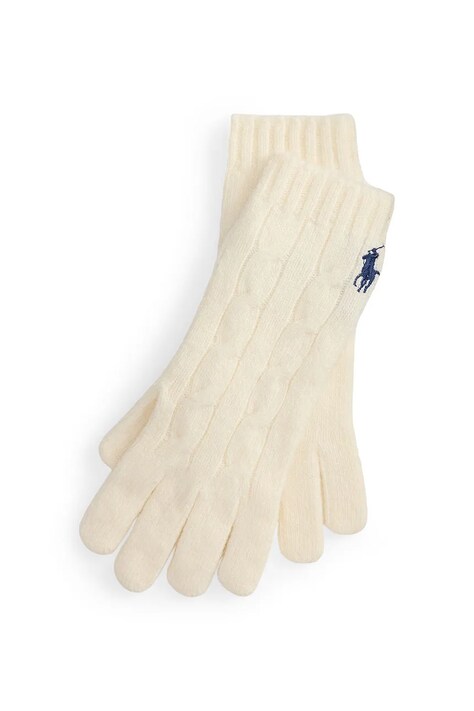 Polo Ralph Lauren rękawiczki wełniane damskie kolor beżowy 455981440