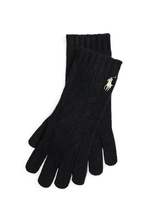 Polo Ralph Lauren rękawiczki wełniane damskie kolor czarny 455981440