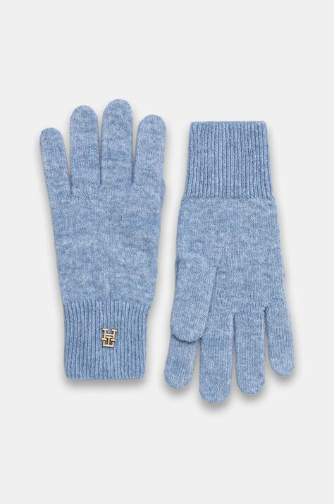Rukavice s prímesou vlny Tommy Hilfiger modrá farba, AW0AW17798