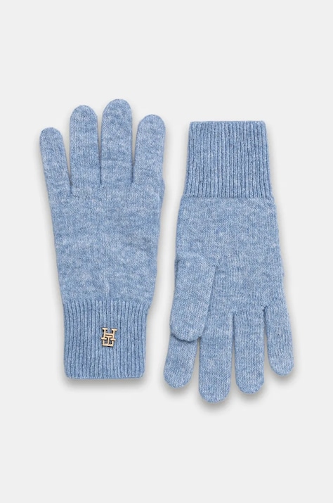 Tommy Hilfiger rękawiczki z wełną damskie kolor niebieski AW0AW17798