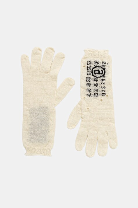 Vlněné rukavice MM6 Maison Margiela dámské, béžová barva, S52TS0043.M13135.103