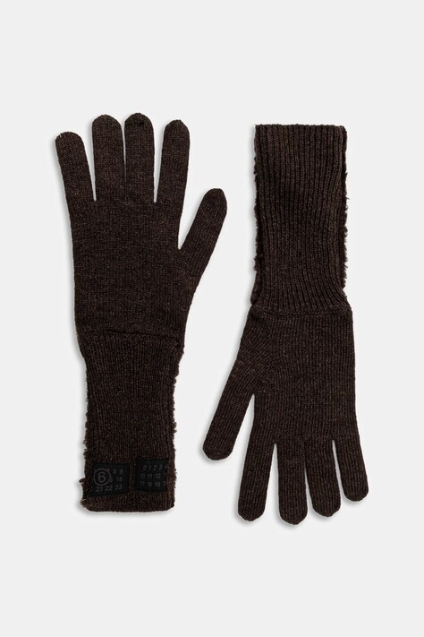 MM6 Maison Margiela rękawiczki z dodatkiem wełny damskie kolor brązowy S62TS0078.M13198.144