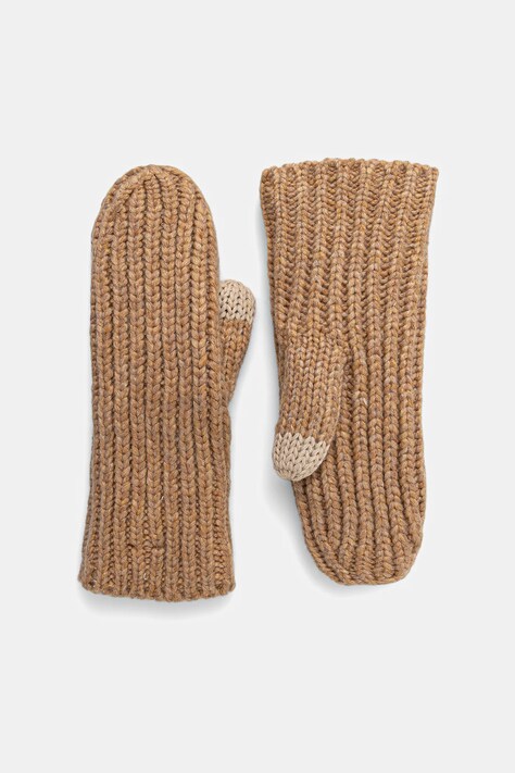 UGG rękawiczki z domieszką wełny CHUNKY damskie kolor brązowy 101022