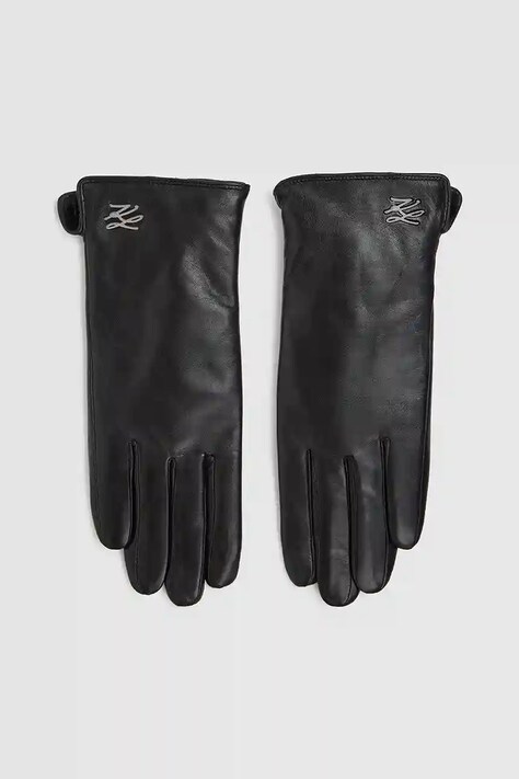 Usnjene rokavice Karl Lagerfeld črna barva, A4W33017