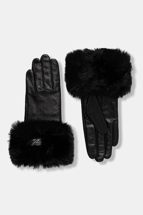 Karl Lagerfeld mănuși de piele culoarea negru, A4W33016