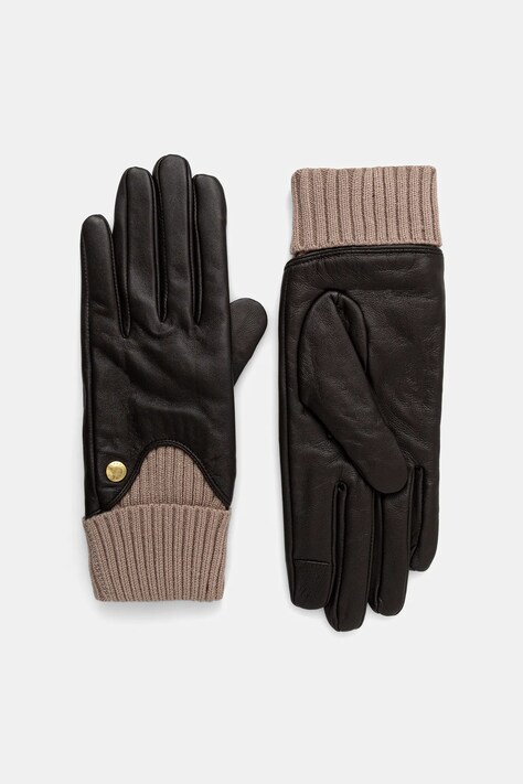 Barbour rękawiczki skórzane damskie kolor brązowy LGL0140
