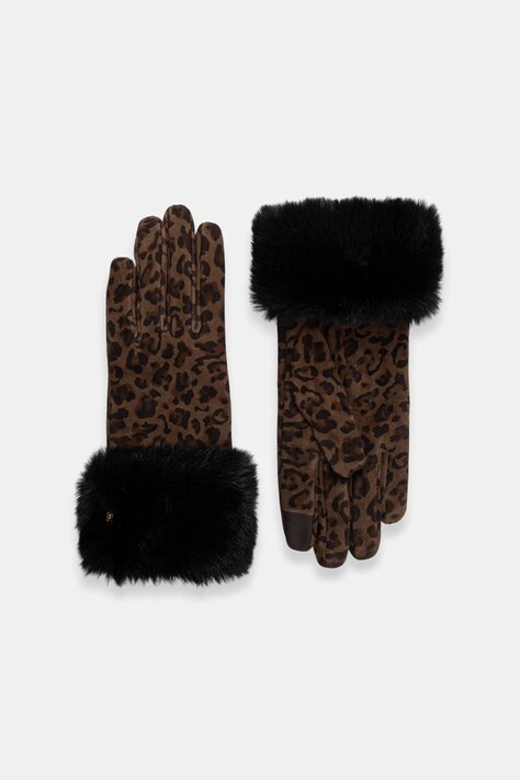 Kurt Geiger London rękawiczki zamszowe damskie kolor brązowy 5069839209