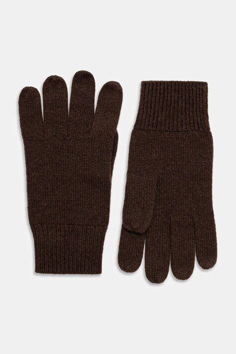 FROM FUTURE rękawiczki kaszmirowe damskie kolor brązowy AGA00837