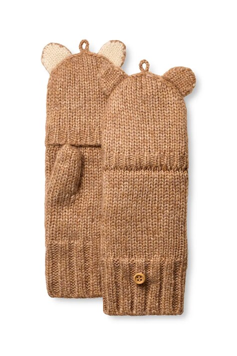 UGG rękawiczki CHUNKY CAT MITTEN kolor brązowy 103095