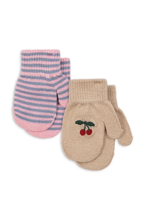 Konges Sløjd rękawiczki 2 PACK FILLA MITTENS kolor beżowy KS103431