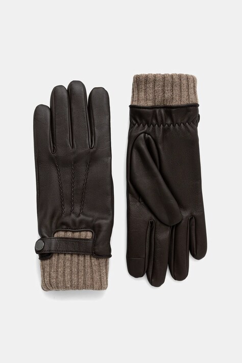 BOSS rękawiczki skórzane męskie kolor brązowy 50548796