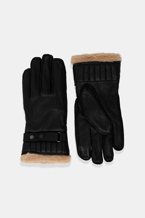 Barbour rękawiczki skórzane męskie kolor czarny MGL0013