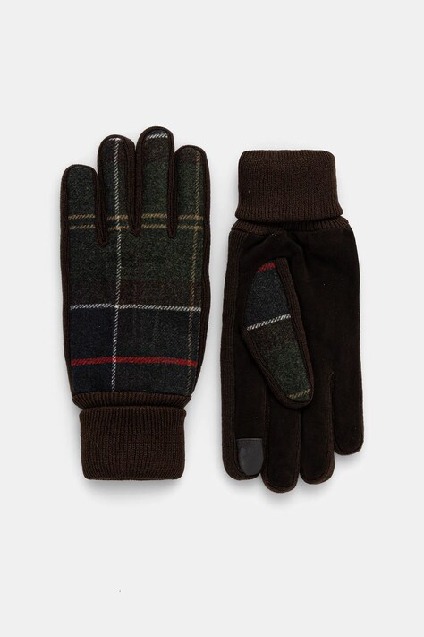 Barbour rękawiczki z dodatkiem wełny Hackney Tartan męskie kolor zielony MGL0144