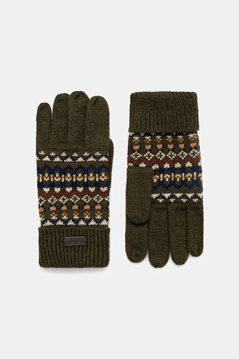 Barbour rękawiczki z domieszką wełny męskie kolor zielony MGL0148