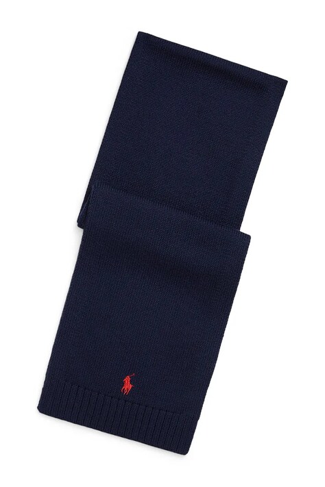 Polo Ralph Lauren szalik wełniany kolor granatowy gładki 323953205001