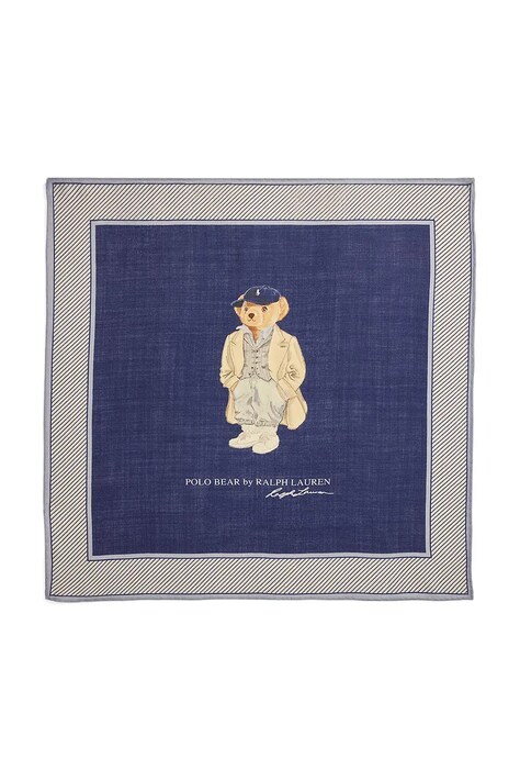 Šátek s vlnou a hedvábím Polo Ralph Lauren tmavomodrá barva, 455981446