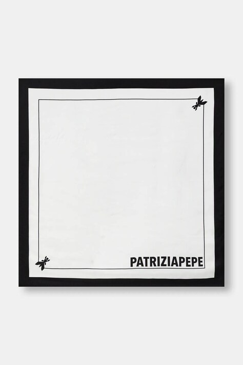 Patrizia Pepe apaszka jedwabna damski kolor biały wzorzysta 8F0081 A4X1