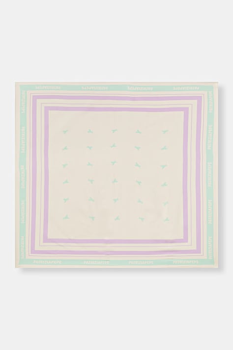 Patrizia Pepe apaszka jedwabna damski kolor beżowy wzorzysta 8F0081 A4X1