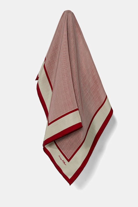 Копринено шалче Tommy Hilfiger в червено с десен AW0AW17629