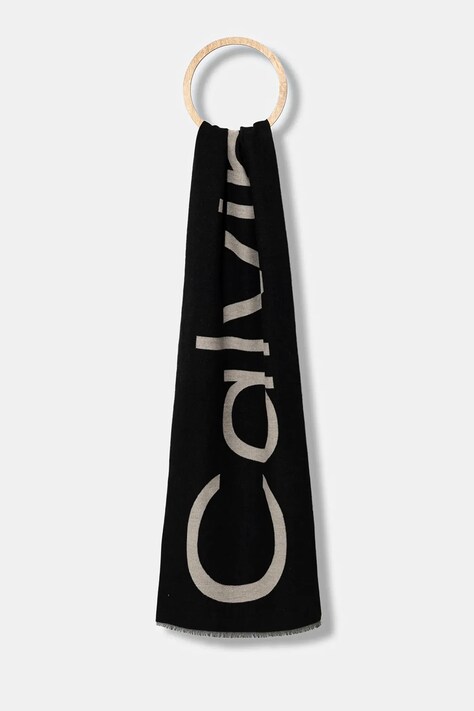 Шарф с примесью шерсти Calvin Klein цвет чёрный узор LV04F8051G