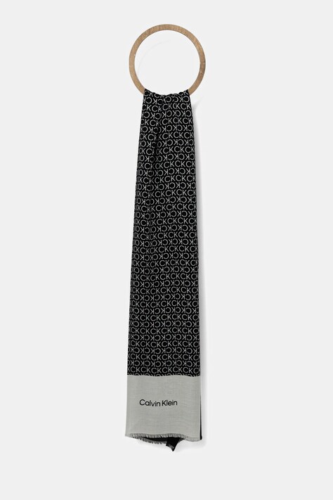 Šála Calvin Klein dámská, černá barva, vzorovaná, LV04F8053G