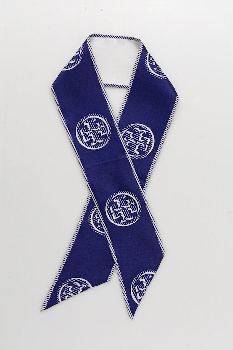 Hodvábna šatka Tory Burch Medallion tmavomodrá farba, 174863-400