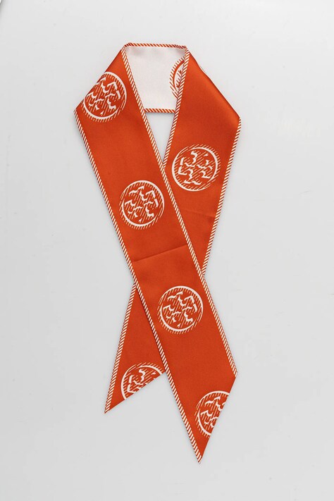 Μεταξωτό φουλάρι Tory Burch Medallion χρώμα: πορτοκαλί, 174863-600