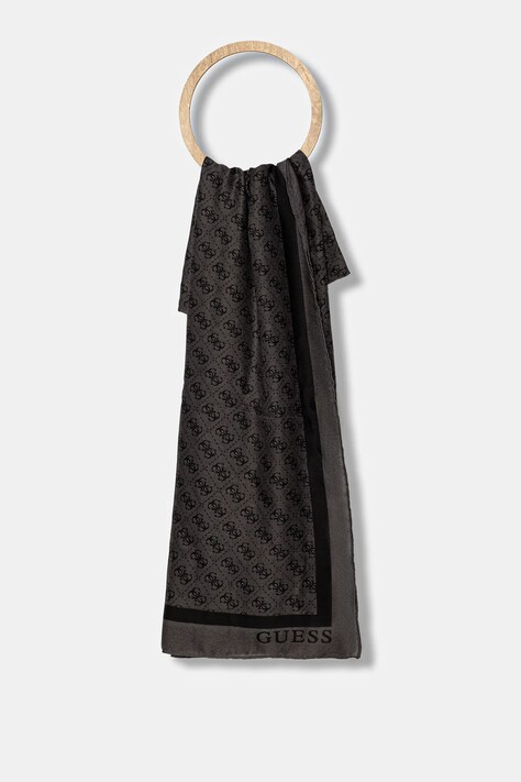 Šála Guess KATYA dámská, šedá barva, vzorovaná, AW5341 POL03