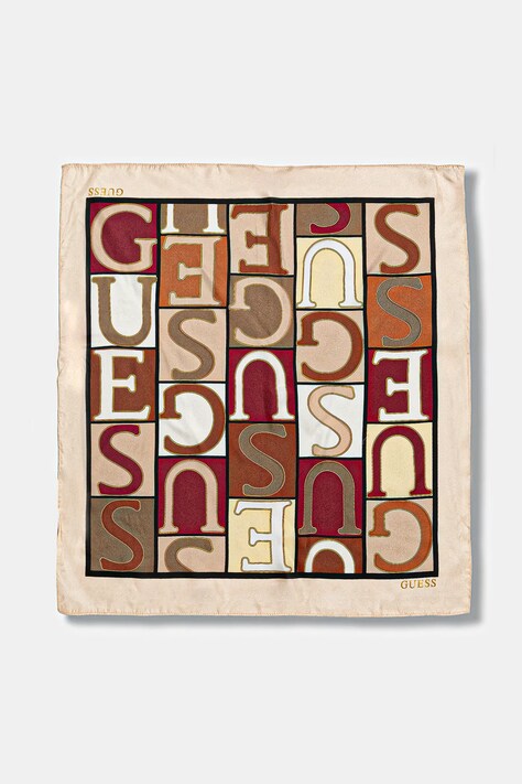 Μεταξωτό φουλάρι Guess χρώμα: καφέ, AW5345 SIL03
