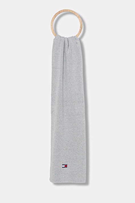 Bavlnený šál Tommy Jeans šedá farba, jednofarebný, AW0AW18045