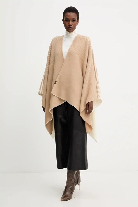 MM poncho din lână BRENTA culoarea bej, 2526546028600