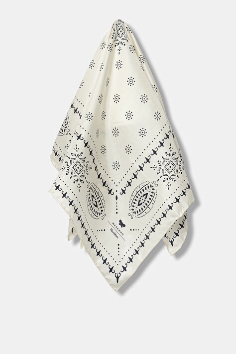 Weekend Max Mara eșarfă de mătase SIAM culoarea bej, cu imprimeu, 2525546054600