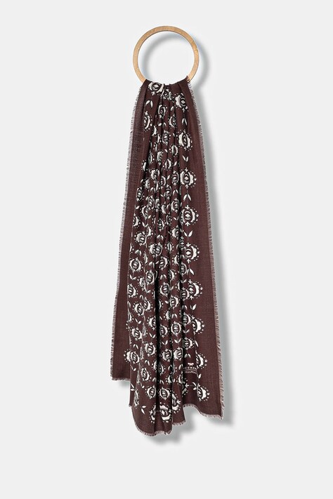 Vlnený šál Weekend Max Mara TAMBUTO hnedá farba, vzorovaná, 2525546084600