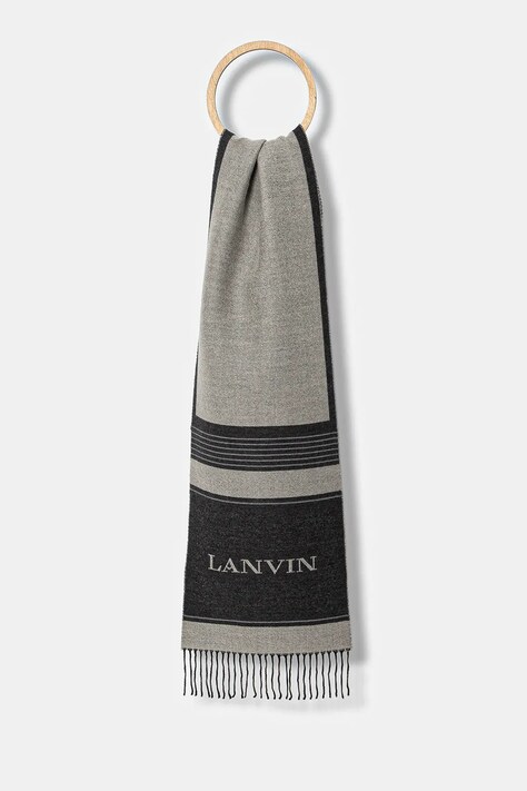 Lanvin gyapjú sál szürke, mintás, 710009252