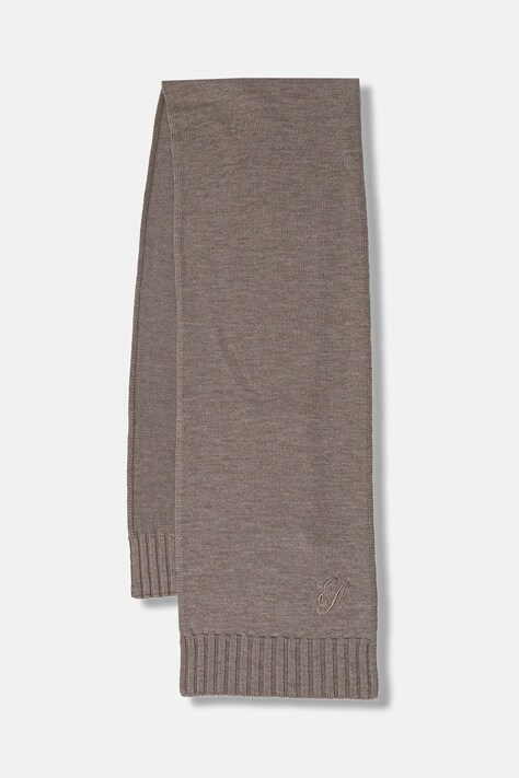 Emporio Armani szalik wełniany damski kolor beżowy gładki EW003130 AF19981