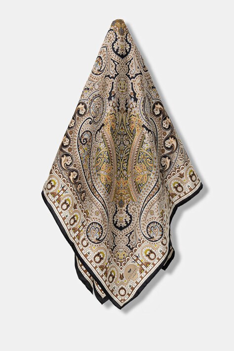 Hedvábný šátek Weekend Max Mara ONESTONEW dámský, hnědá barva, 2525546115600