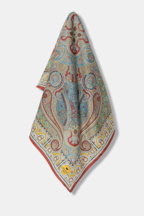 Шелковый платок на шею Weekend Max Mara ONESTONEW цвет коричневый узор 2525546115600