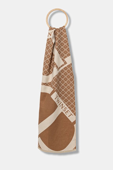 Šála Liu Jo dámská, hnědá barva, vzorovaná, 2F5018.T0300