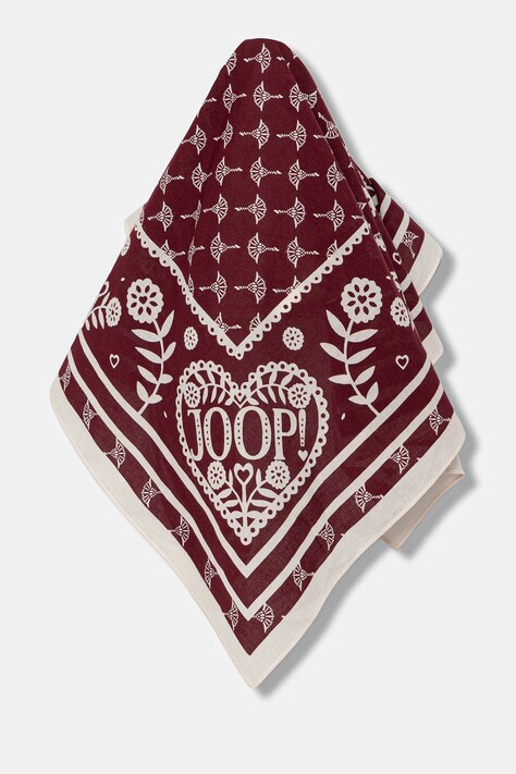 Joop! eșarfă din bumbac culoarea bordo, cu imprimeu, 30047826