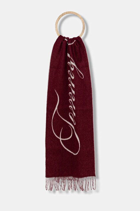 Vlnený šál Tommy Hilfiger bordová farba, vzorovaný, AW0AW17786