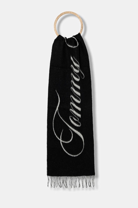 Tommy Hilfiger esarfa de lana culoarea negru, modelator, AW0AW17786
