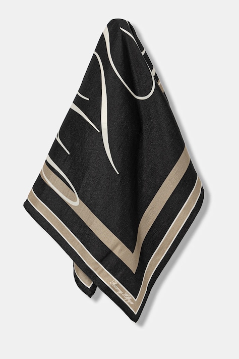 Tommy Hilfiger eșarfă de mătase culoarea negru, cu imprimeu, AW0AW17967