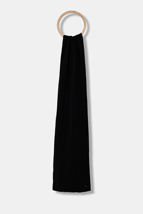 Tommy Hilfiger eșarfă cu lână culoarea negru, uni, AW0AW17787