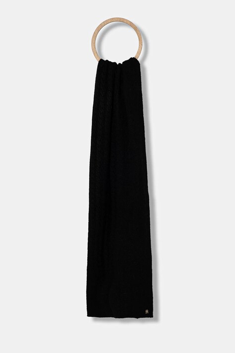 Tommy Hilfiger eșarfă cu lână culoarea negru, uni, AW0AW17788