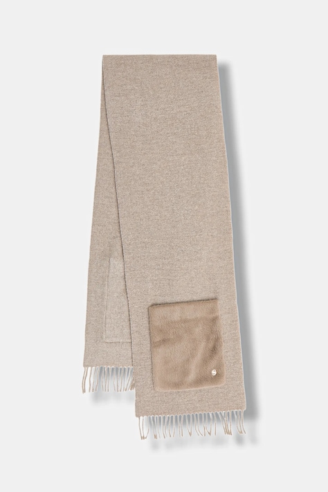 Шал с вълна BOSS в кафяво с изчистен дизайн 50552112