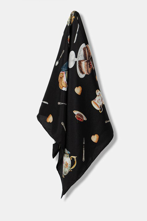 Moschino apaszka jedwabna damska kolor czarny wzorzysta M3289 3549