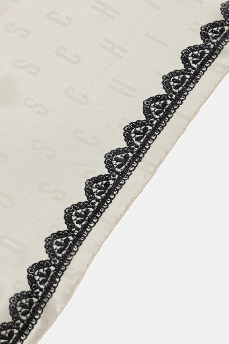 Moschino eșarfă de mătase culoarea bej, cu imprimeu, M3291 3157