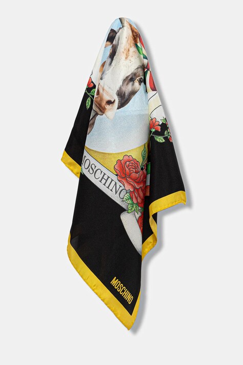 Moschino eșarfă de mătase culoarea negru, cu imprimeu, M3295 3548